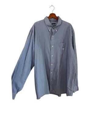 Chaps Blue and White Striped Button-Down Shirt